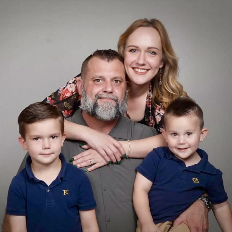 Amos Savell with his family